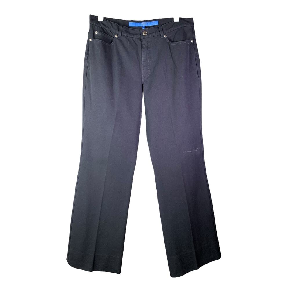 Escada Sport Pants Women 40 Navy Blue‎ Straight Leg Cotton Jean Mid-Rise hemmed